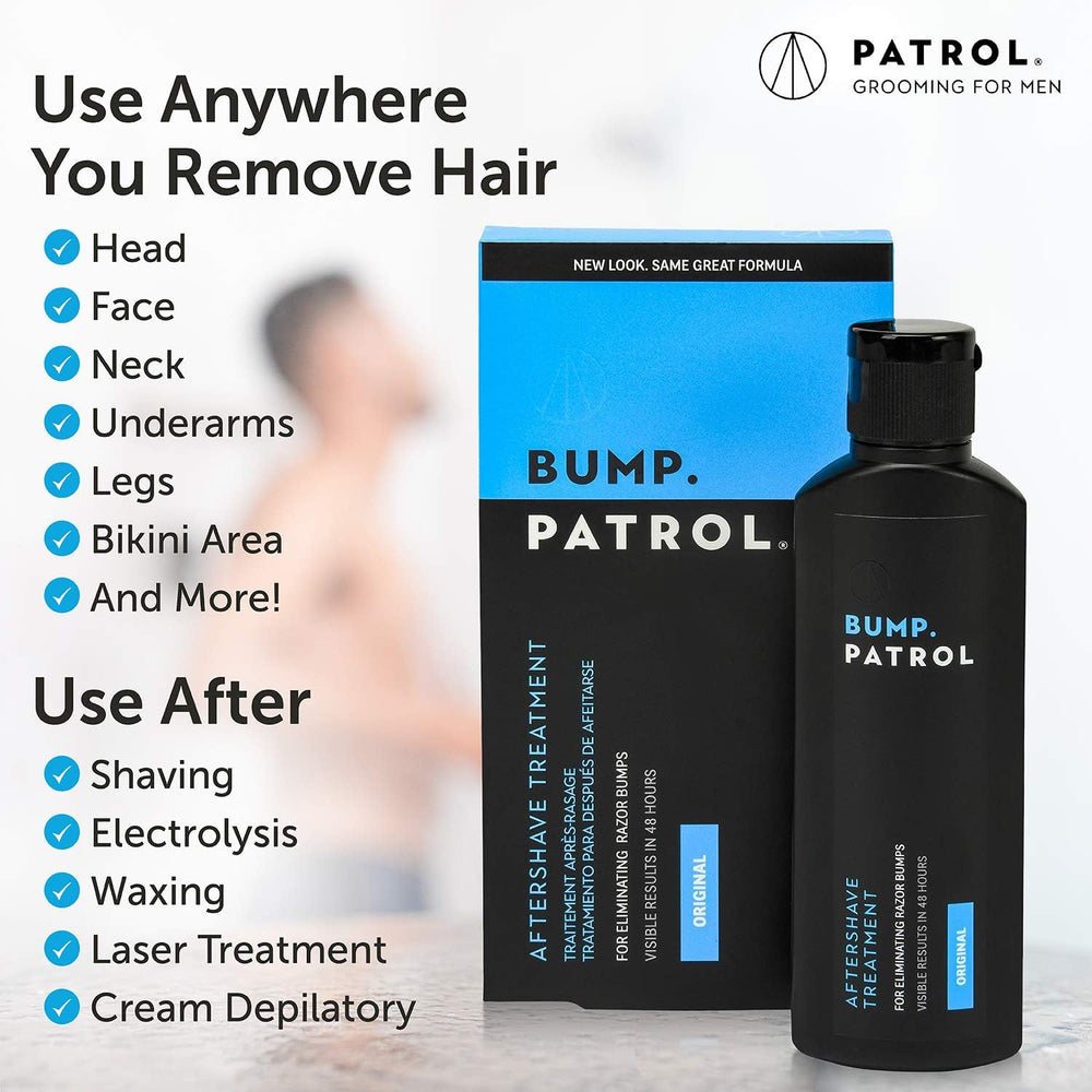 Bump Patrol alivio para ardor tras afeitado en piel sensible.