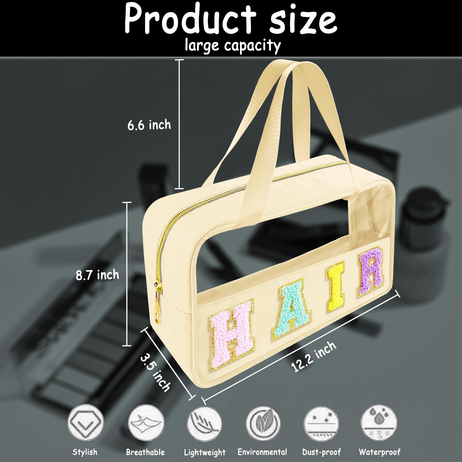 Bunliuys bolsa de maquillaje de nylon resistente con cierre doble.