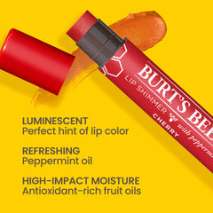 Burt's Bees brillo labios cereza, aplicación sutil para uso diario.