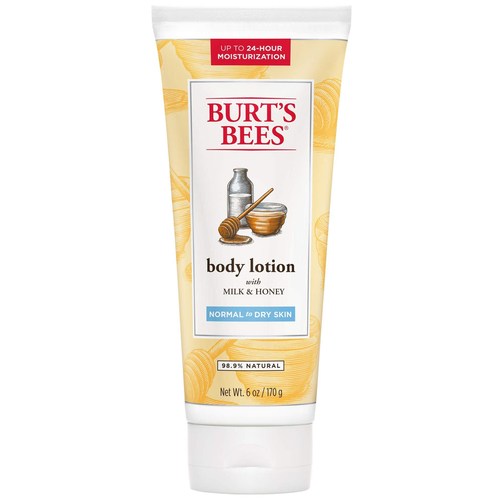 Burt's Bees crema corporal Leche y Miel, hidratación nutritiva para piel seca en un práctico paquete de dos.