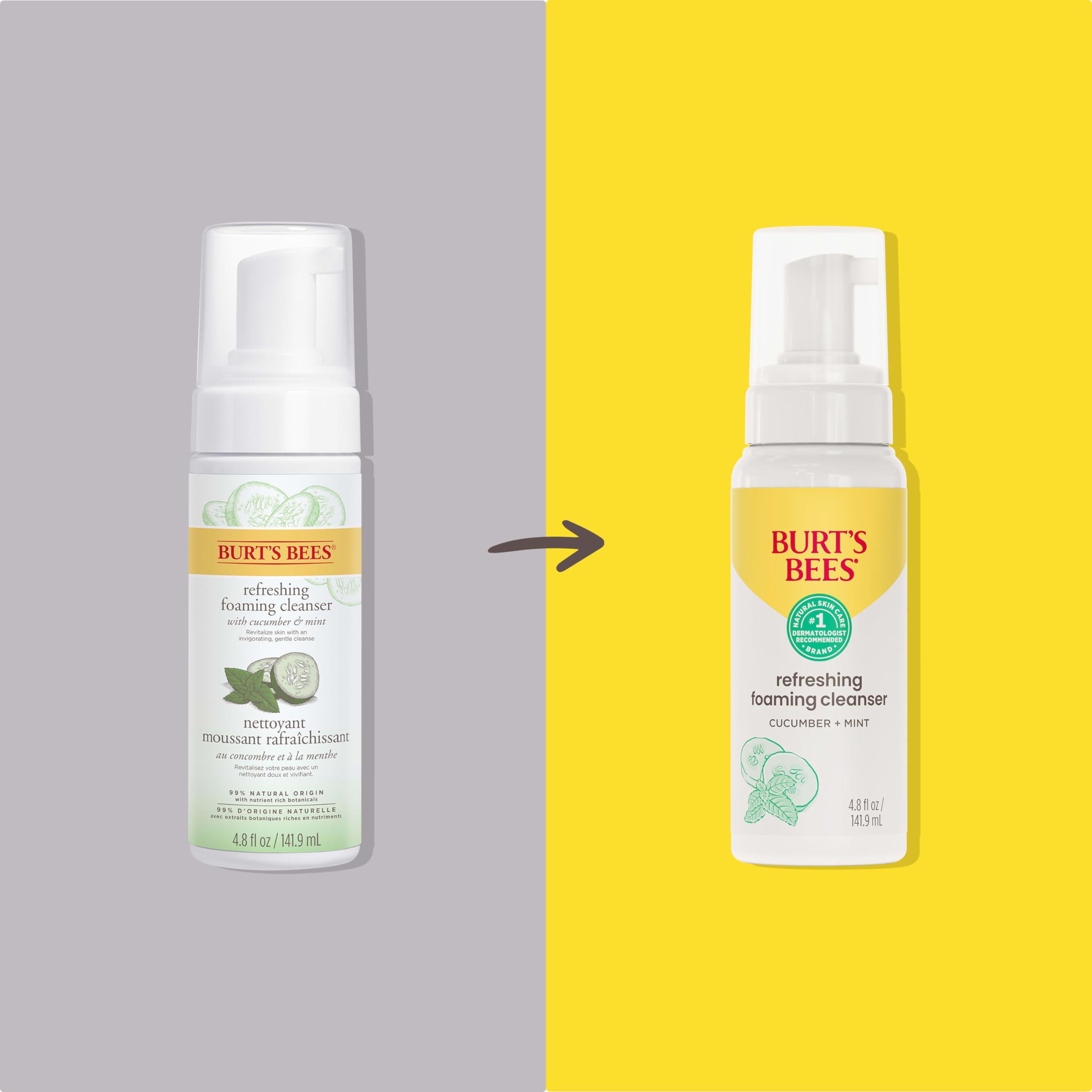 Burt's Bees cucumber-mint foam lather provides a clean feel without dryness.