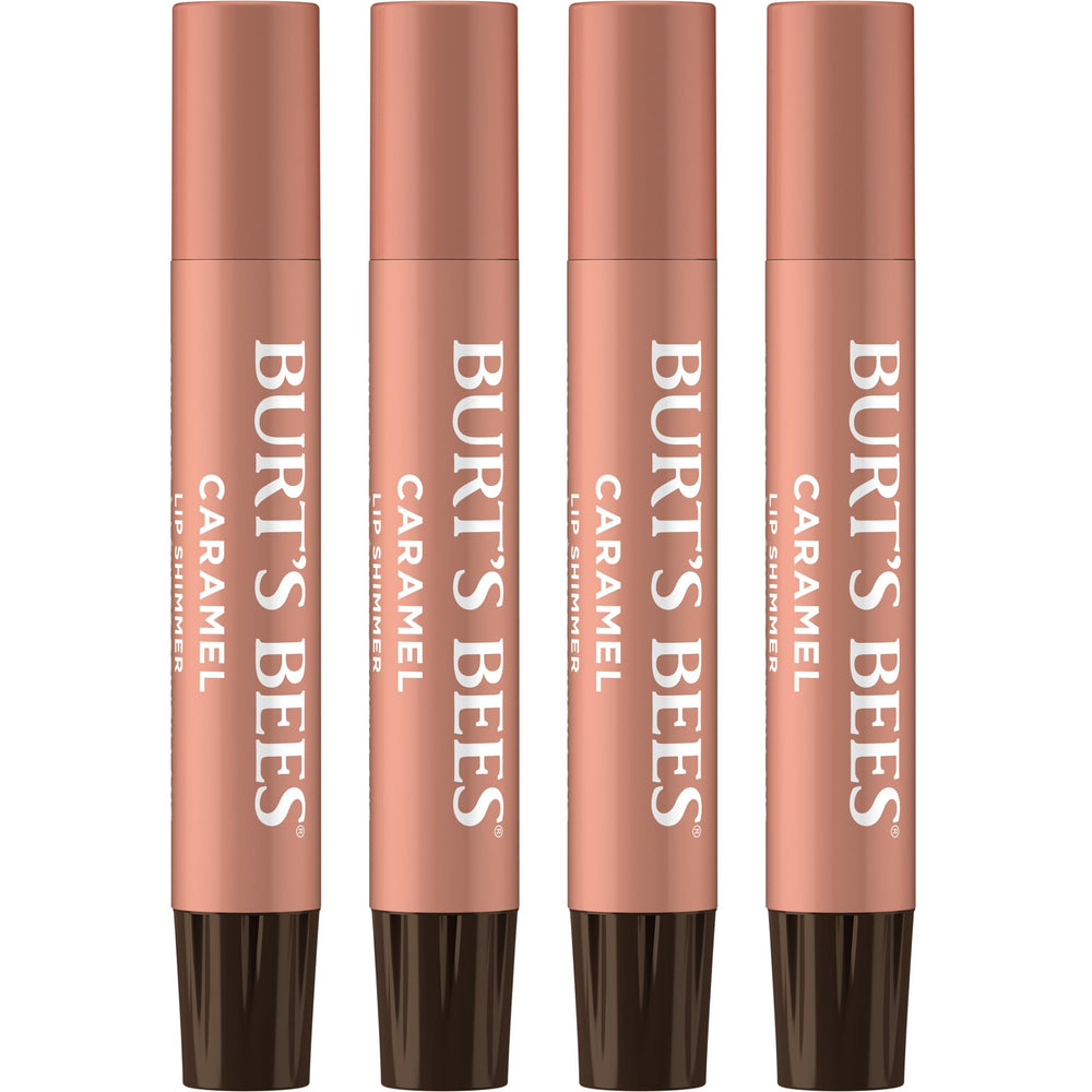 Burt's Bees Lip Shimmer Caramel, empaque elegante para uso diario con brillo cálido.