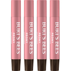 Burt's Bees Lip Shimmer Peony: vista frontal del set con brillo rosado suave para labios.