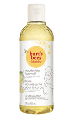 Burt's Bees Mama Body Oil, botella de aceite corporal, hidrata la piel durante el embarazo.