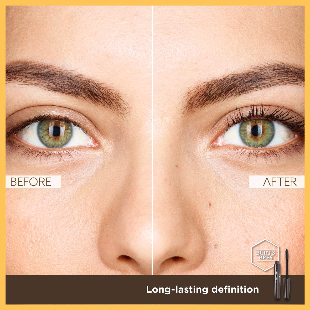 Fórmula con jojoba en Burts Bees Mascara nutre pestañas.