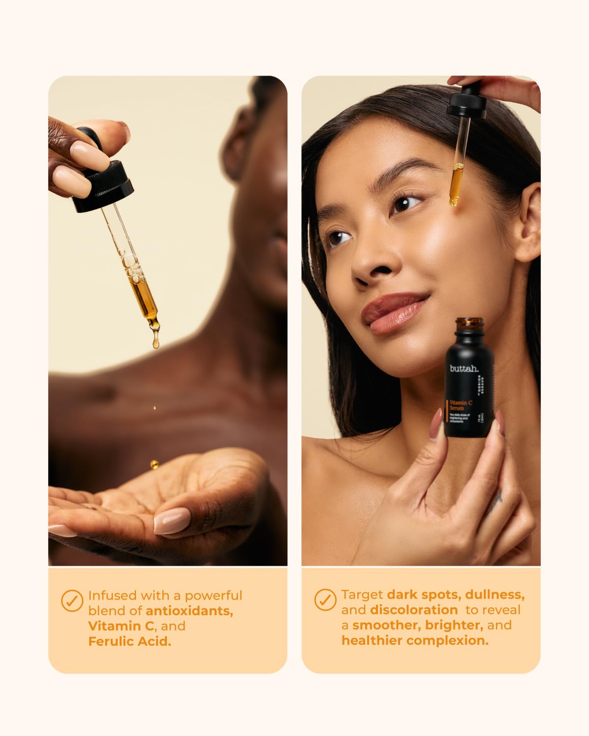 Buttah Vitamina C Serum con gotero, uso diario para rostro.
