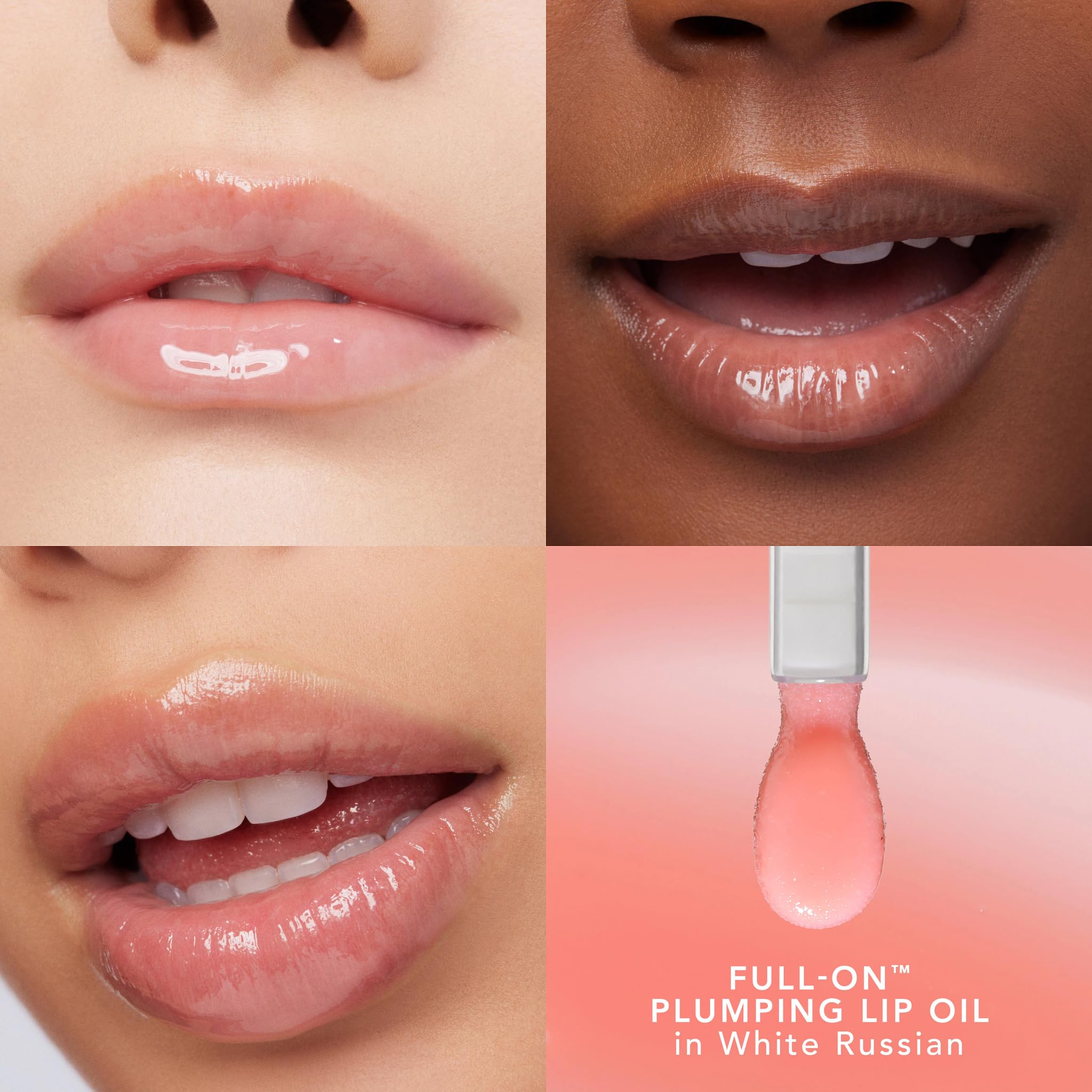 Buxom brillo labial hidratante White Russian, acabado luminoso sin sensación pegajosa.