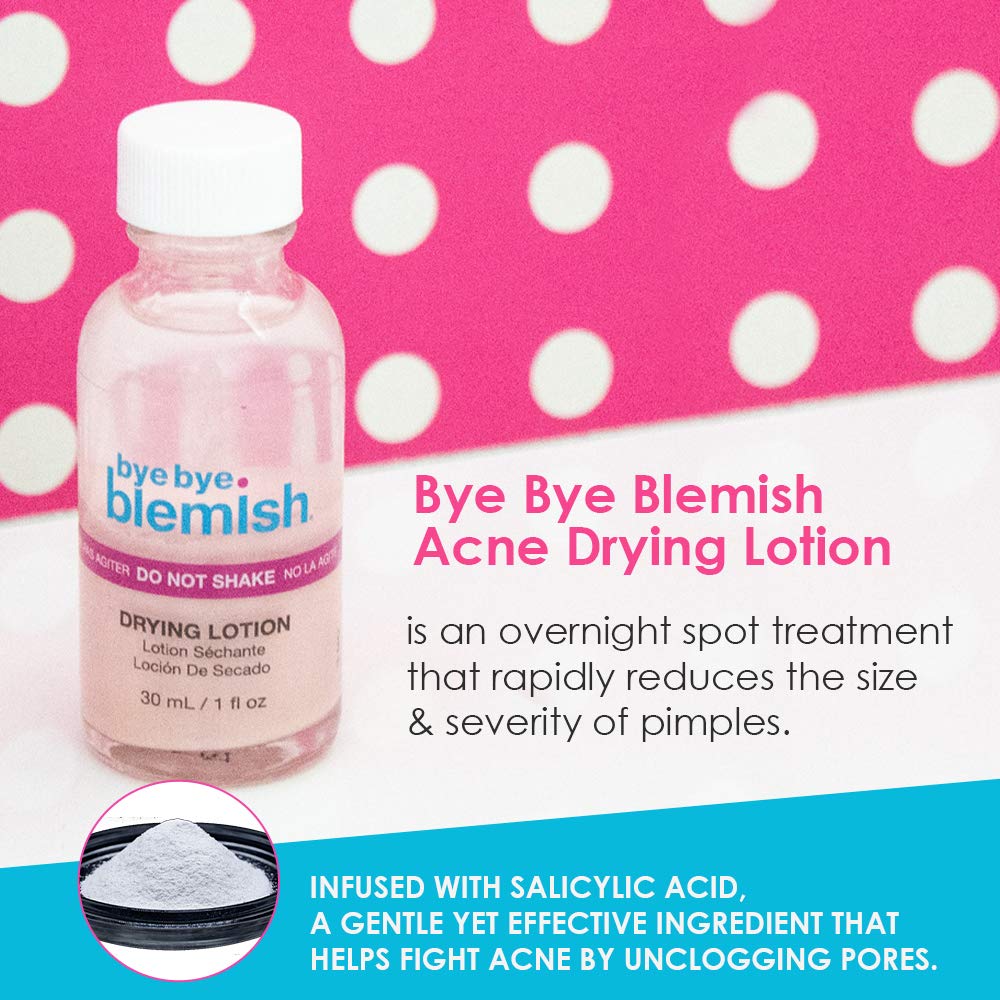 Bye Bye Blemish flacon sans fuite, pratique pour la routine quotidienne.