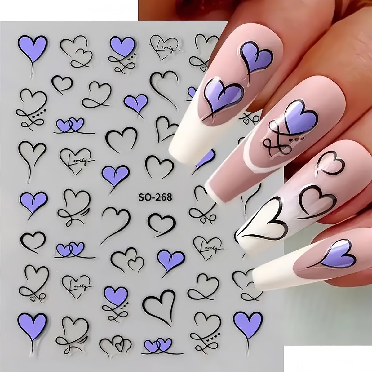 BYJKYEN pegatinas autoadhesivas de corazón para uñas, facilita la manicura DIY