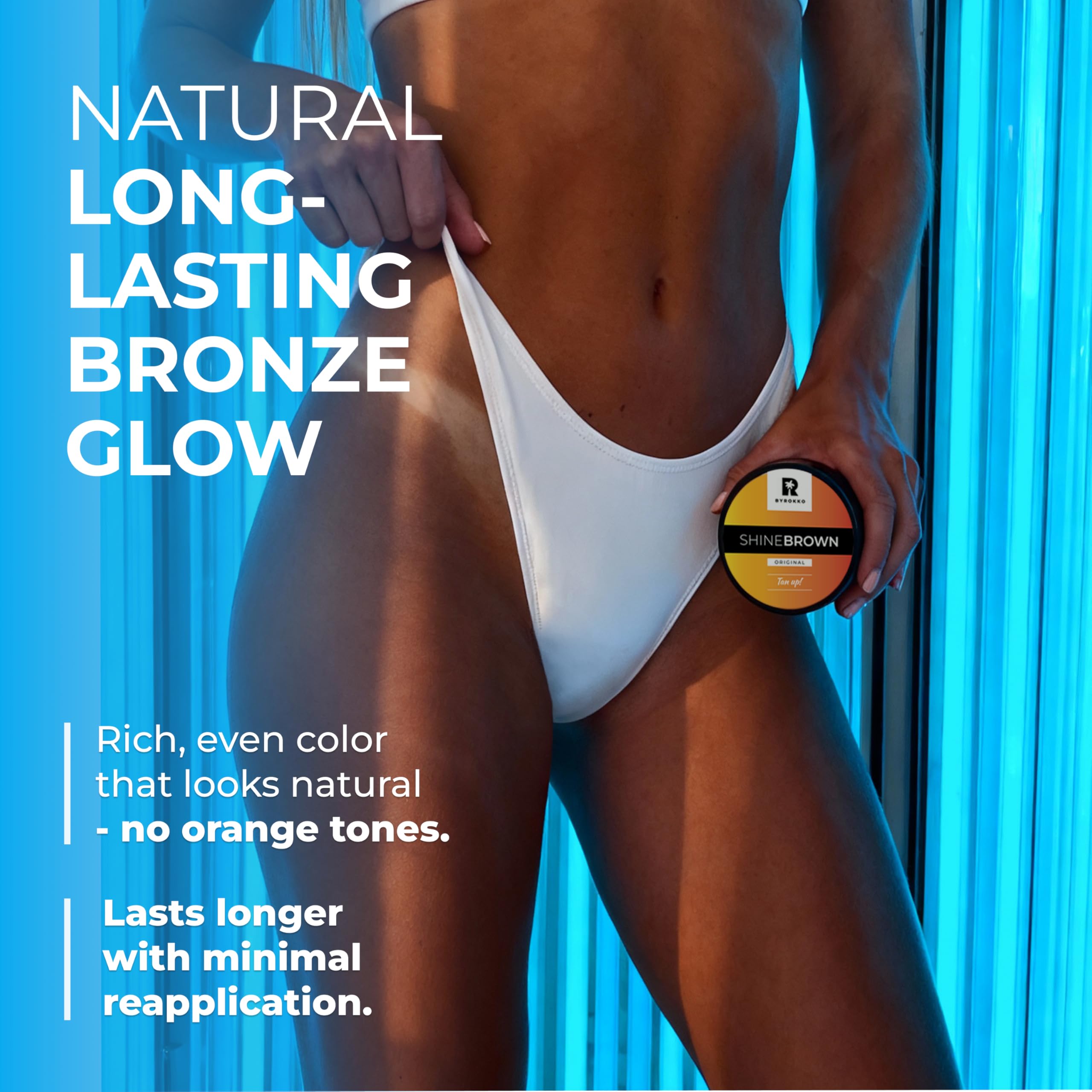 BYROKKO Shine uso en interiores y exteriores, versatilidad para todo tipo de bronceado.