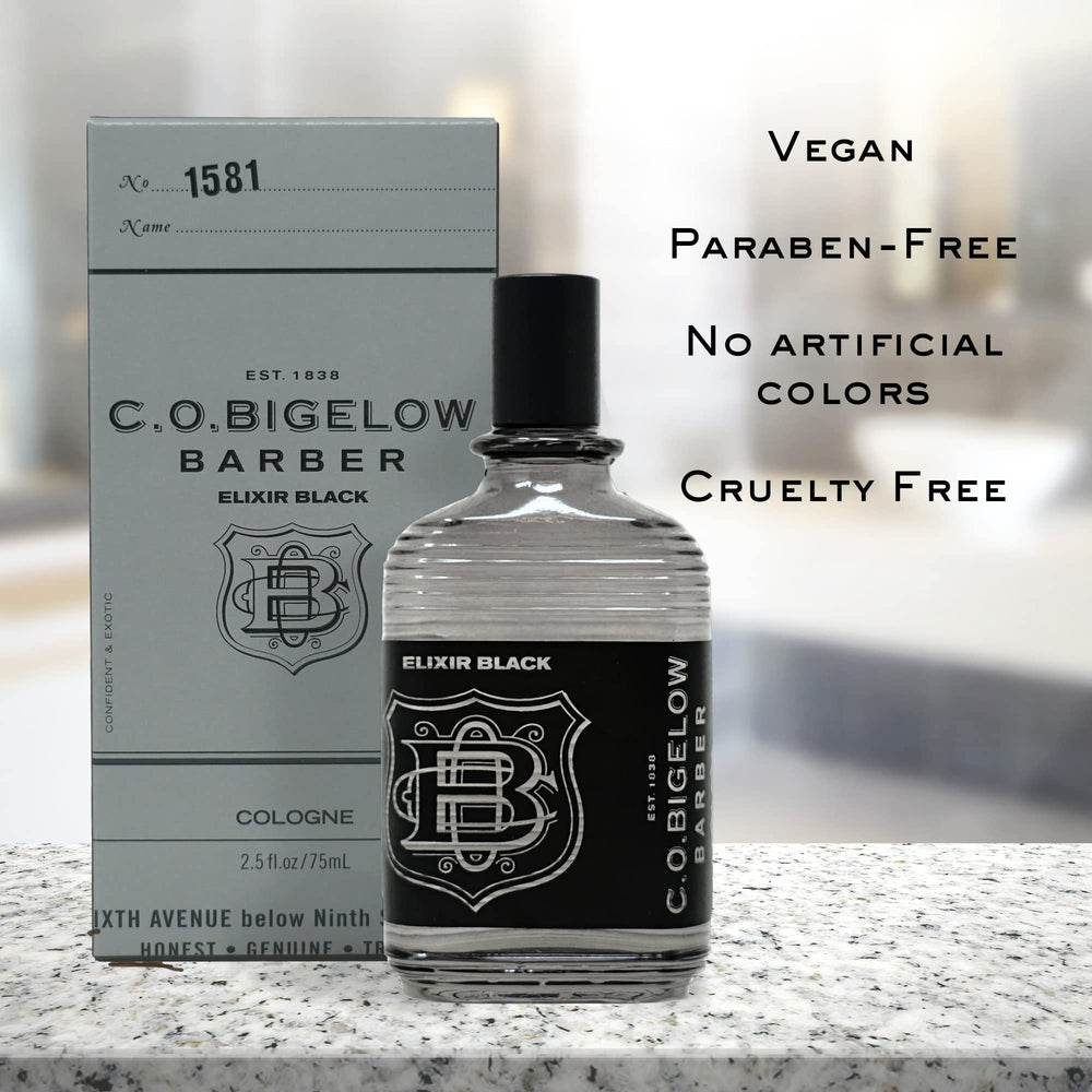 C. O. Bigelow Elixir Black, caja de empaque, regalo ideal para hombre.