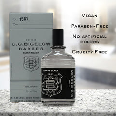 C. O. Bigelow Elixir Black, caja de empaque, regalo ideal para hombre.