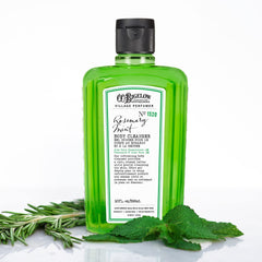 C.O. Bigelow romero menta gel ducha, botella visible para uso diario suave.