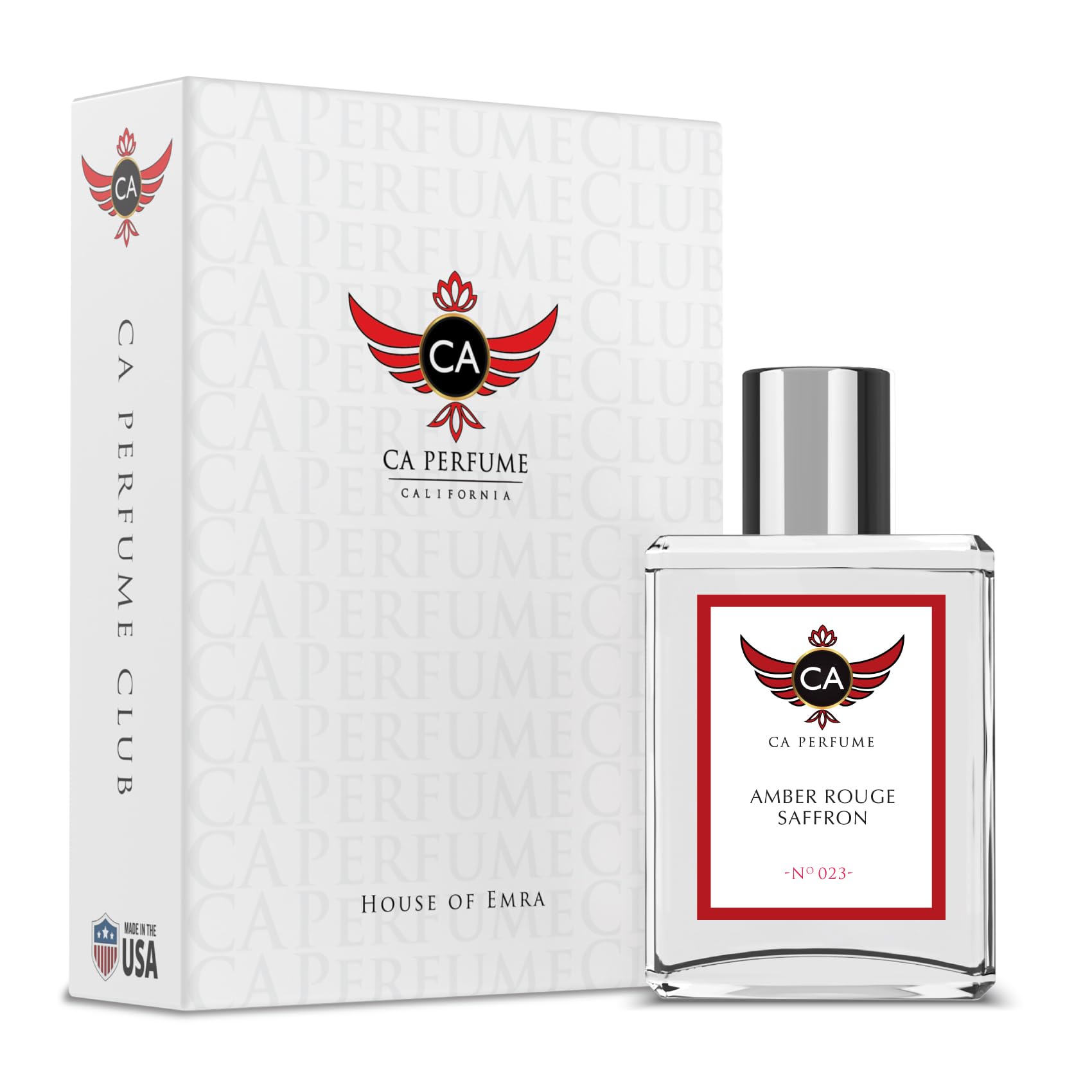 CA Perfume Impression Amber Rouge Saffron, frasco elegante para uso diario.