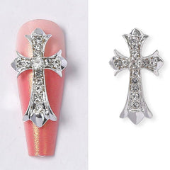 Cagzzee diseños cruz 3D cristal plata para manicura.
