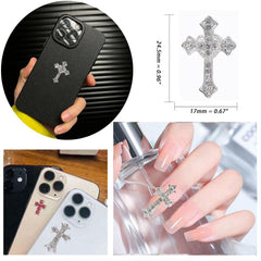 Cagzzee ornamentos metal cruz plata para uñas; acabado pulido.