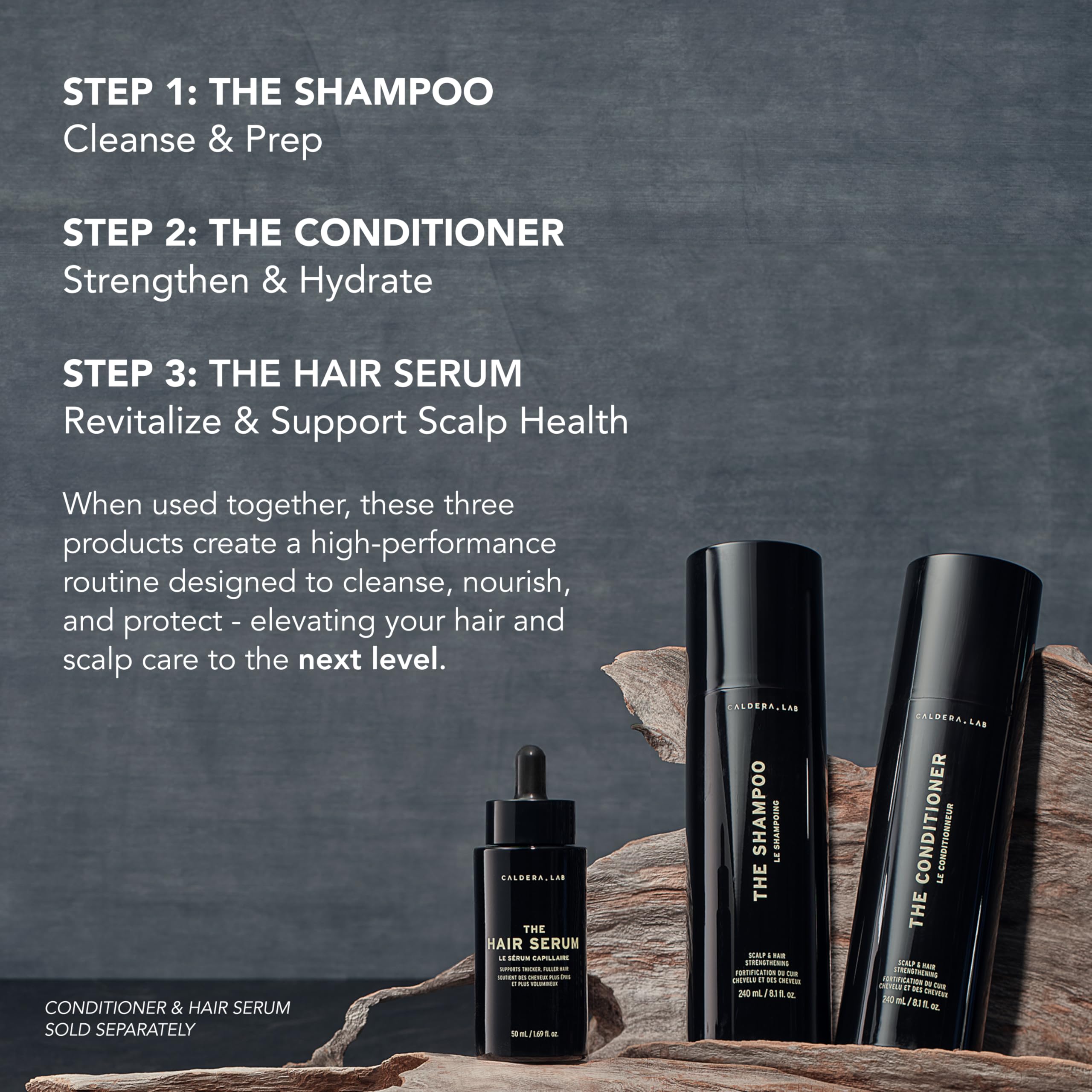 Caldera + Lab The Shampoo, ingredientes botánicos como aloe vera y té verde para confort capilar