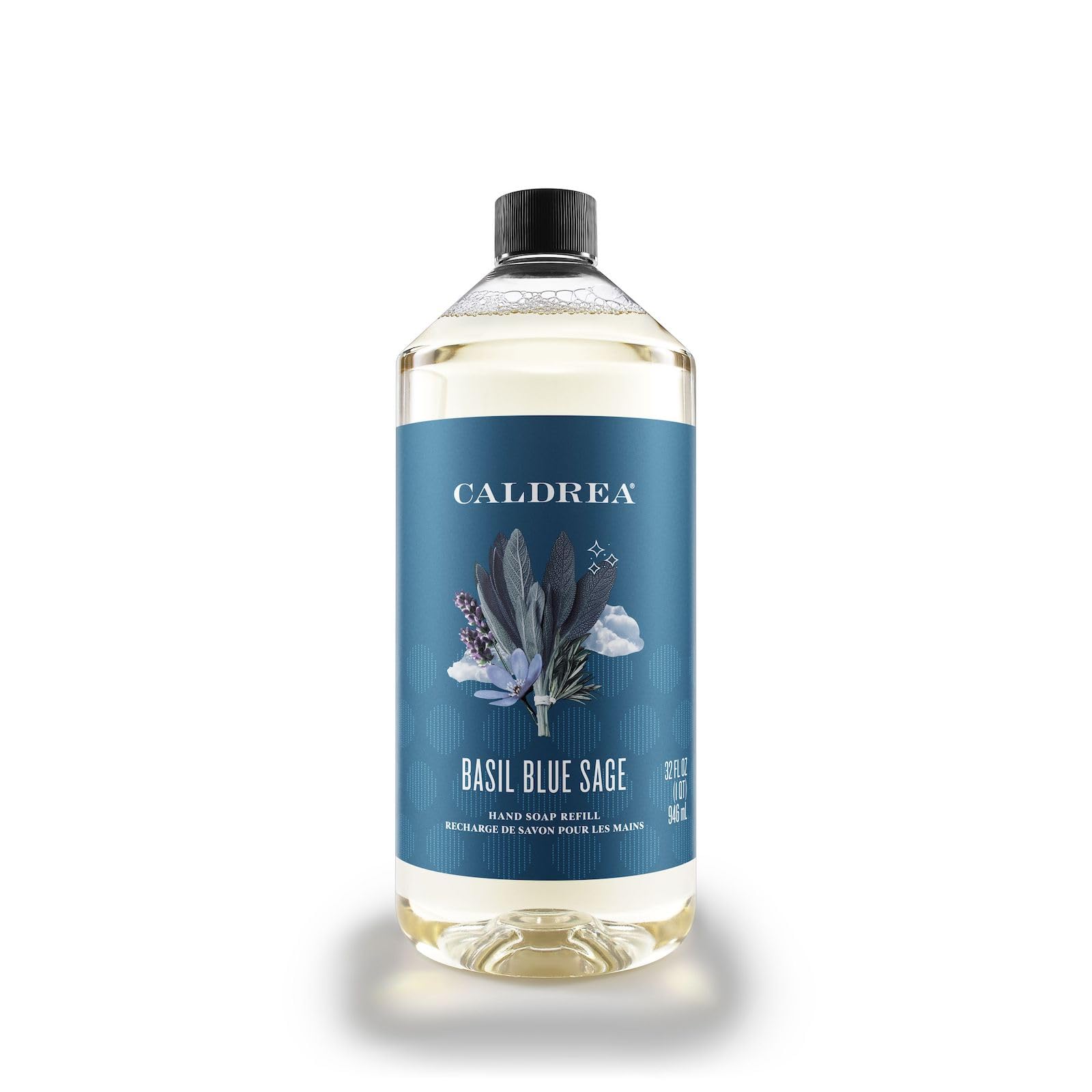Caldrea Jabón Mano relleno Basil Blue Sage, práctico para rellenar dispensadores y mantener fragancia.