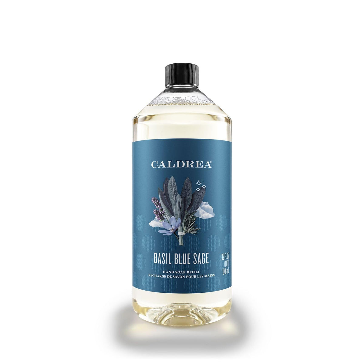 Caldrea Jabón Mano relleno Basil Blue Sage, práctico para rellenar dispensadores y mantener fragancia.