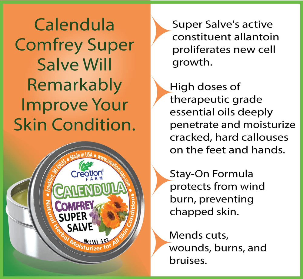 Calendula Comfrey Salve en crema rica para hidratación diaria.