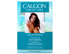 Calgon Ocean Breeze bath beads bottle ready for a soothing soak; water-softening.