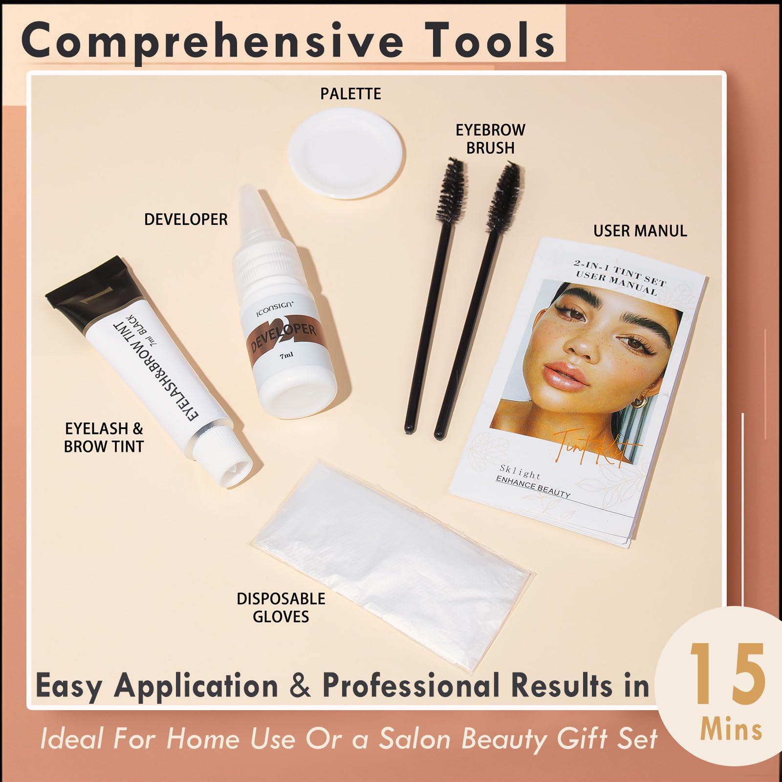 Callmynm Lash Color Kit: 2 en 1 para pestañas y cejas.