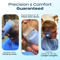 CALMING CLIPPER Step-Up, accesorios visibles, opciones de ajuste de corte.