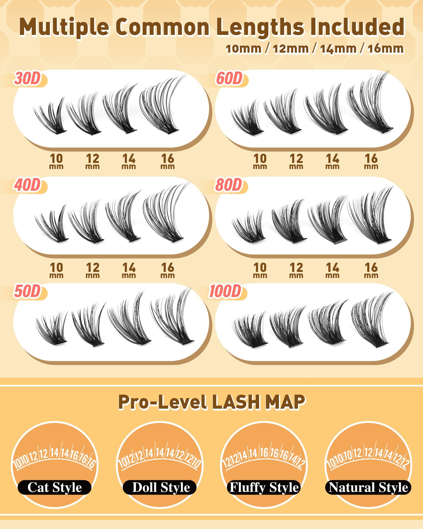Calphdiar racimos 100D, pestañas densas para look impactante