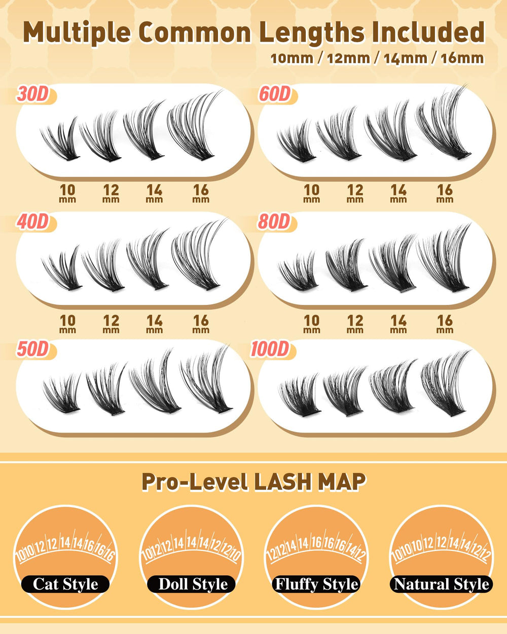 Calphdiar racimos 100D, pestañas densas para look impactante