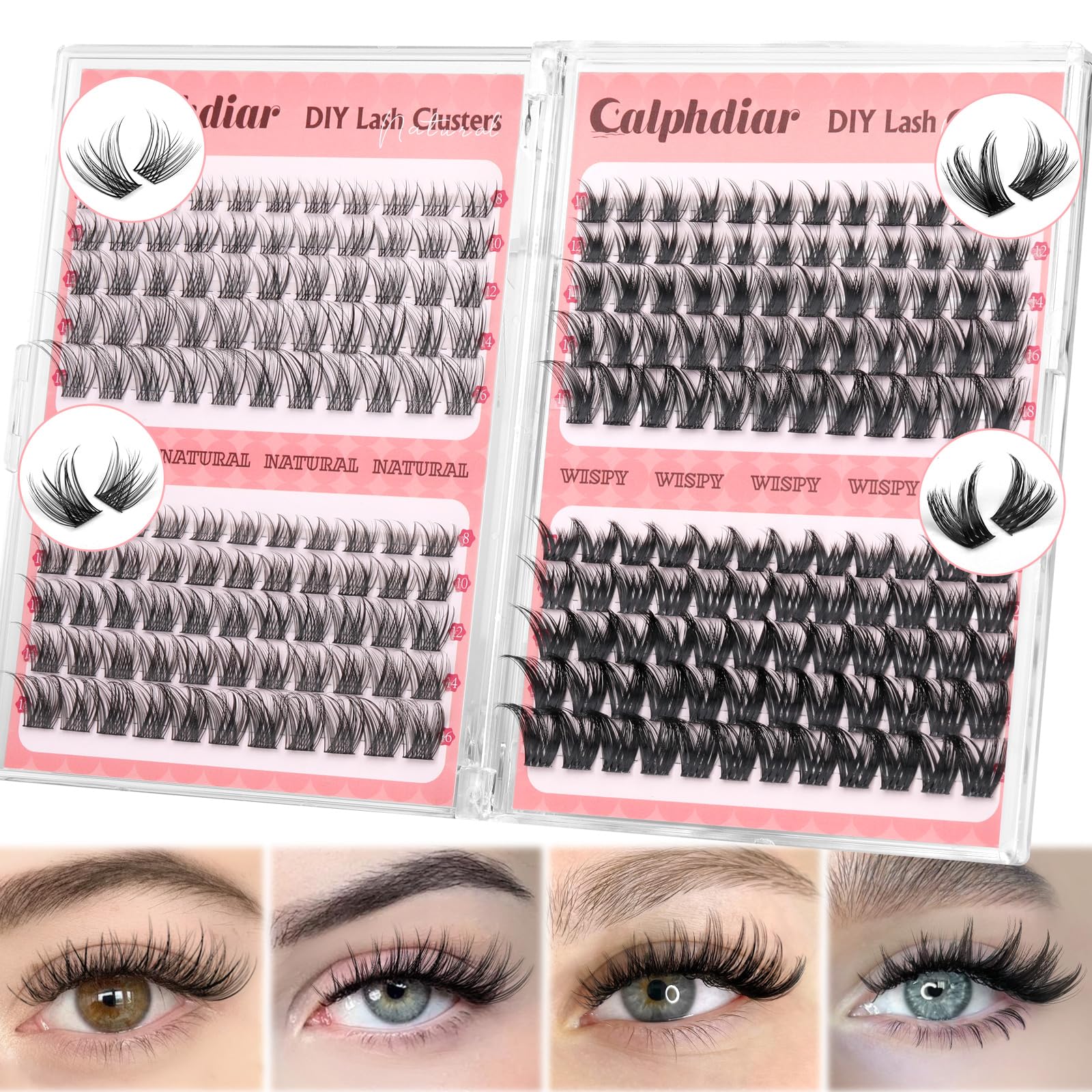Calphdiar grupos de pestañas natural 230pcs: aspecto suave para uso diario.