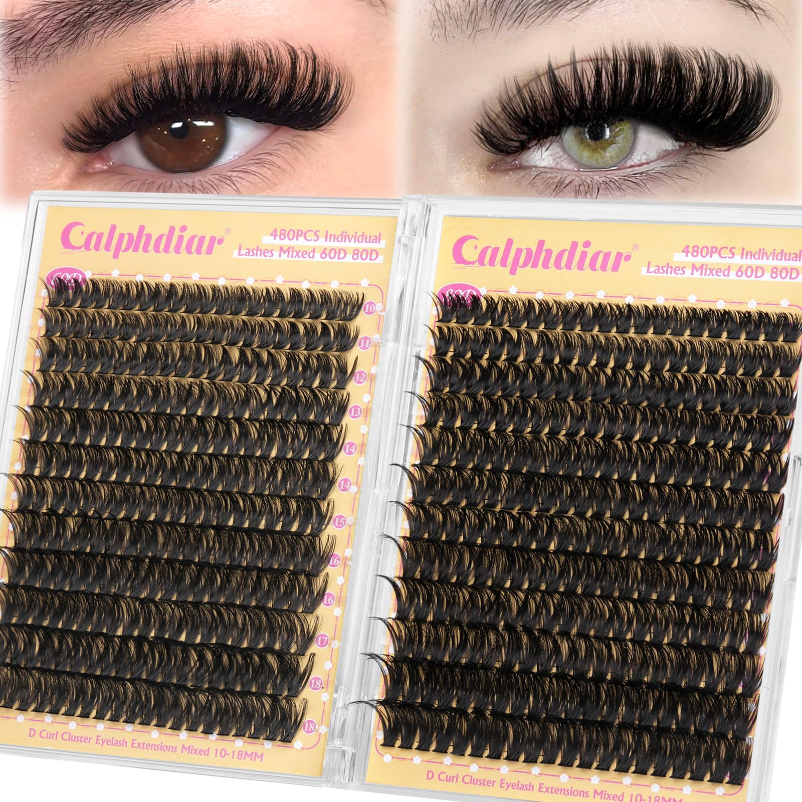 Calphdiar Conjuntos de Pestañas: caja de 480 piezas para un look delicado.