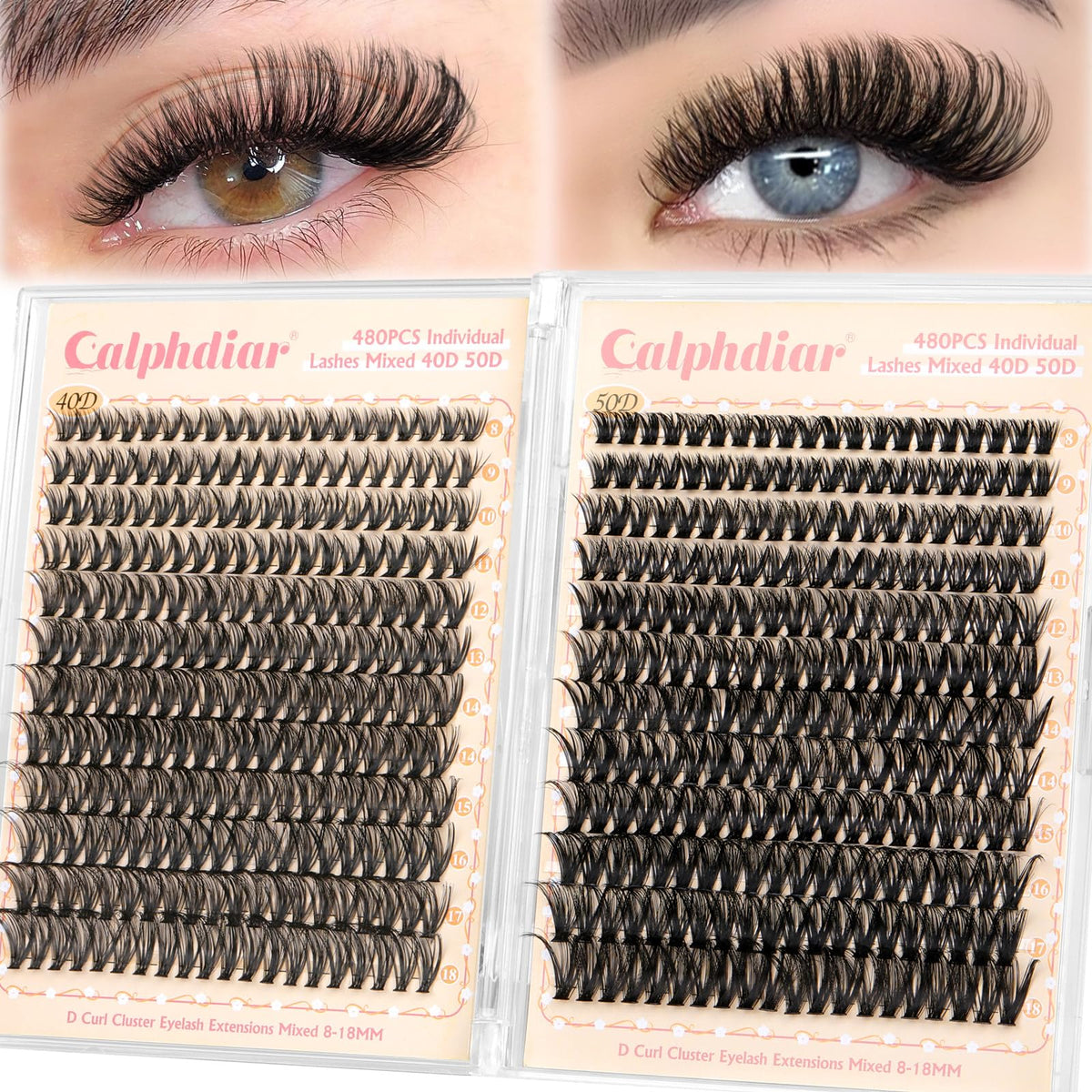 Pestañas calphdiar racimos, conjunto ligero para un look natural diario.