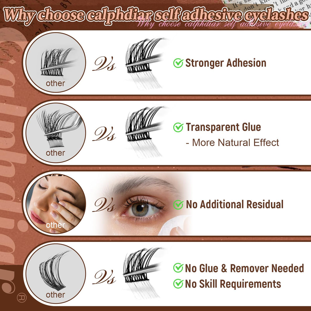 Calphdiar tiras autoadhesivas claras para un look más natural.