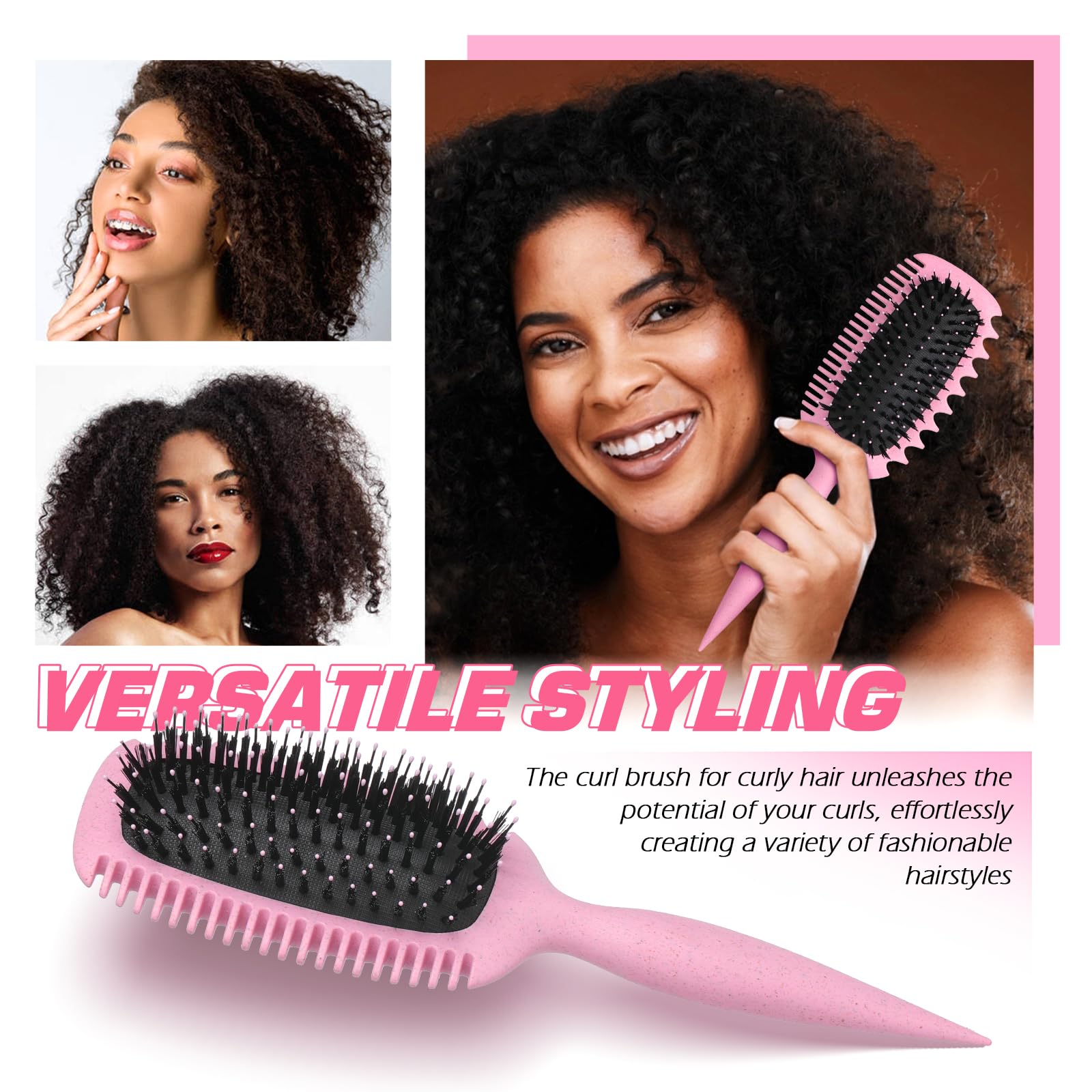 Candy Brush cerdas-nylon-y-jabali combinadas para rizos definidos.