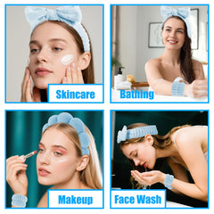 Muñequeras Canitor Spa azules; evitan salpicaduras durante la limpieza.