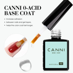 CANNI base gel duradera crea una base sólida para uñas.