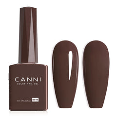 CANNI esmalte gel marrón oscuro con brillo intenso para uñas elegantes.