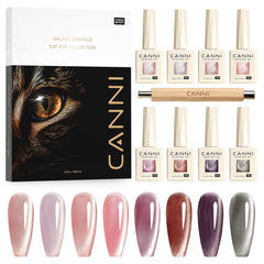 CANNI set de gel ojo gato magnético para uñas con acabado brillante.