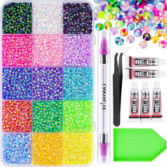 CANVALITE 18000 multicolor 3mm rhinestones enhance nail art and crafts.