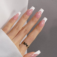 CANVALITE uñas francesas con diseños rosa y blanco para estilo personalizado.