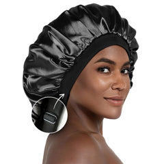 CAPLORD Gorro satén doble cara para dormir: protege rizos y controla el frizz nocturno.