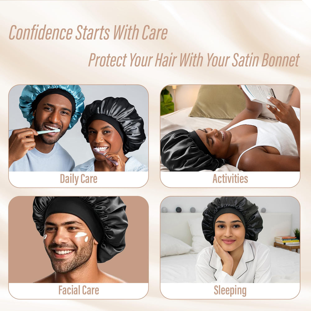 CAPLORD Gorro satén para cabello rizado: define y cuida rizos durante la noche.