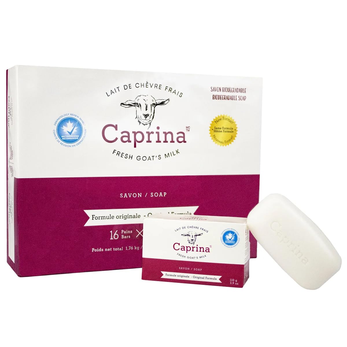 Caprina Jabon barra original con leche de cabra, cuidado suave diario
