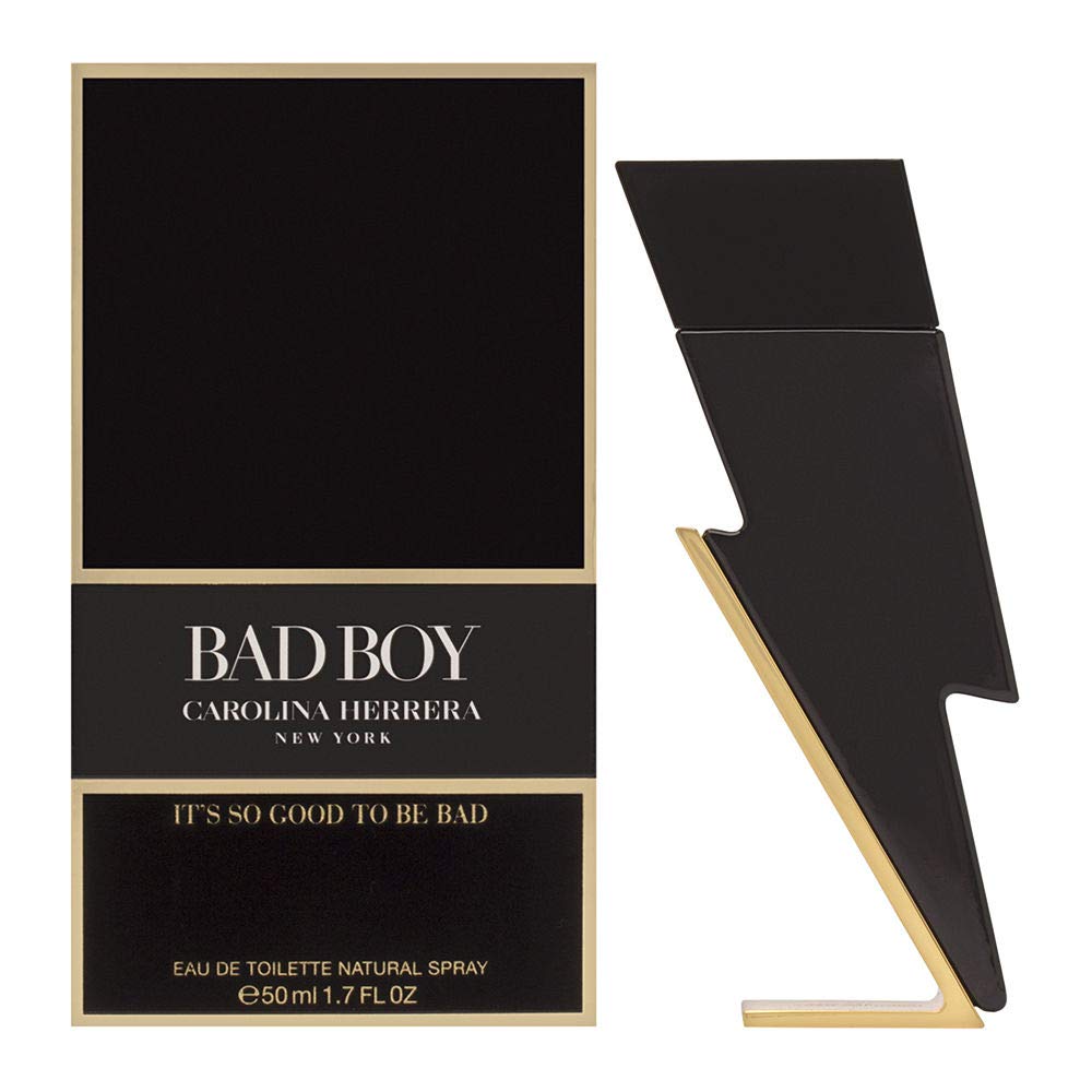 Carolina Herrera Bad Boy fragancia, botella elegante, aroma oriental y especiado para noches