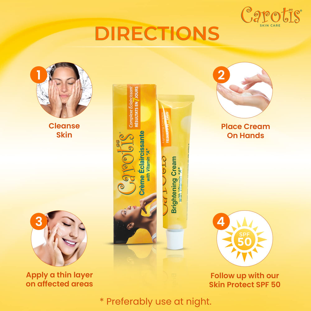 CAROTÏS bathroom scene suggests simple night routine for targeted brightening.