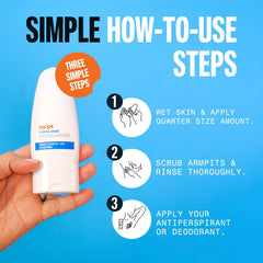 Carpe exfoliant aisselles – texture granulee et nettoyage en douceur.