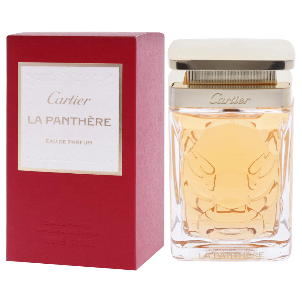 Cartier La Panthère EDP, capuchón dorado, añade toque sofisticado en ocasiones especiales.