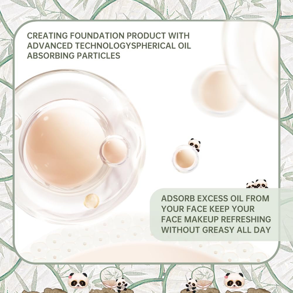 Catkin Panda Land cushion coverage-demo reveals blemish concealment and pores.