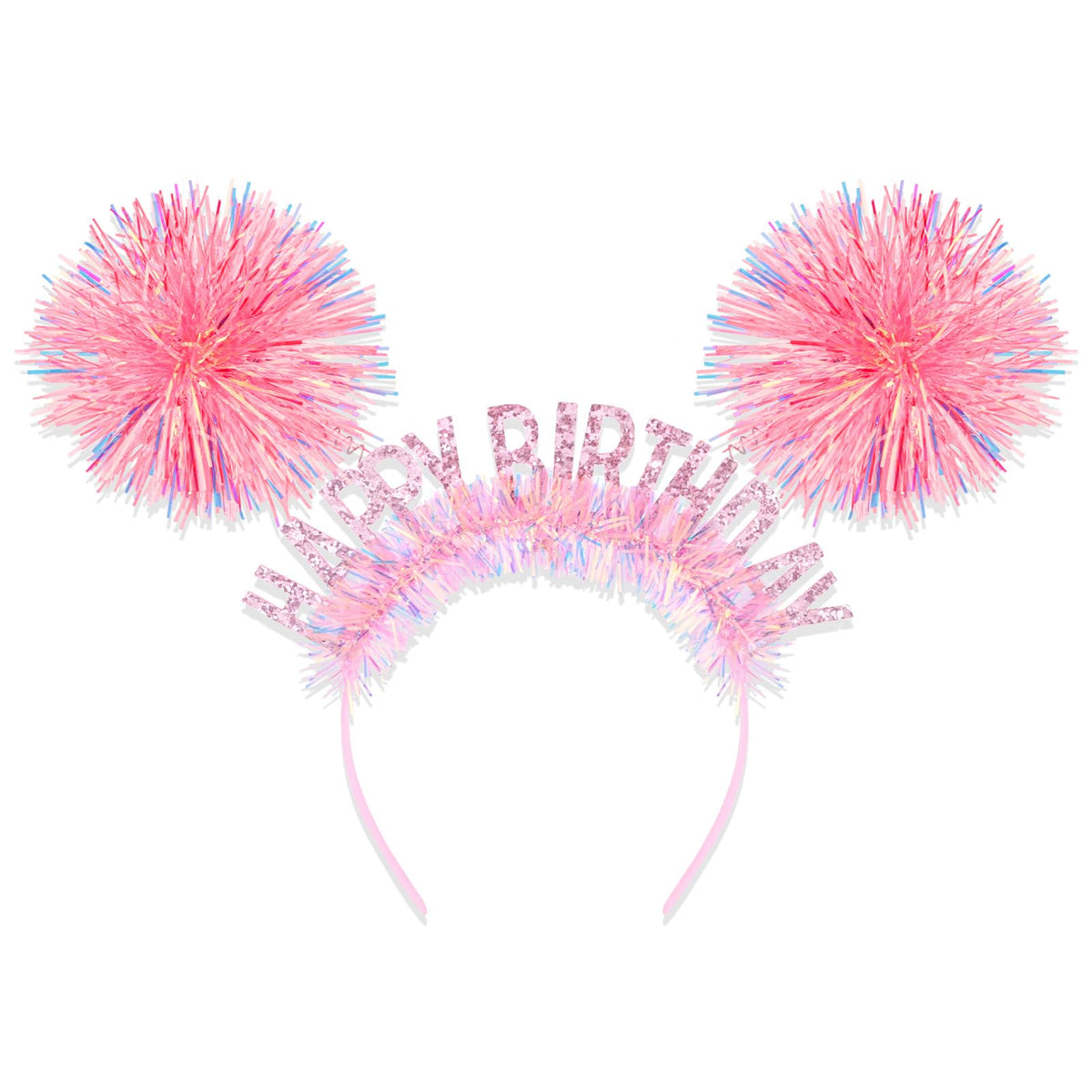 CAVETEE corona de cumpleaños rosa con letras brillantes, ideal para lucir en la fiesta