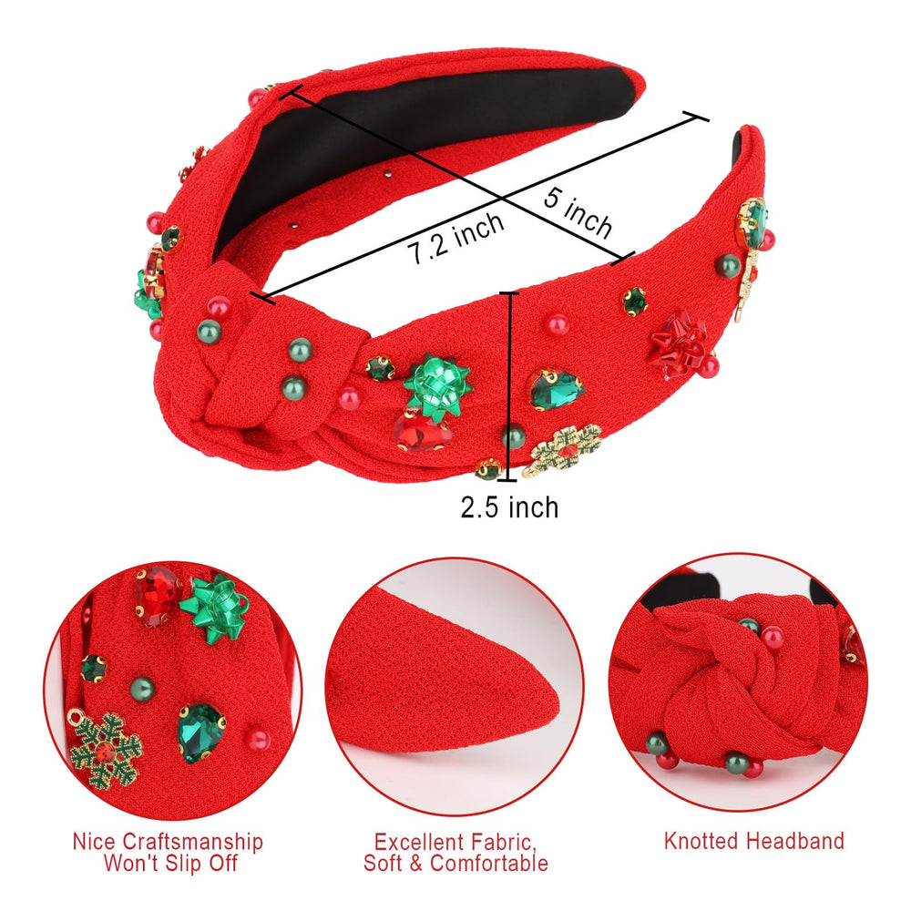Diadema CAVETEE navidad roja con borde brillante para look elegante.